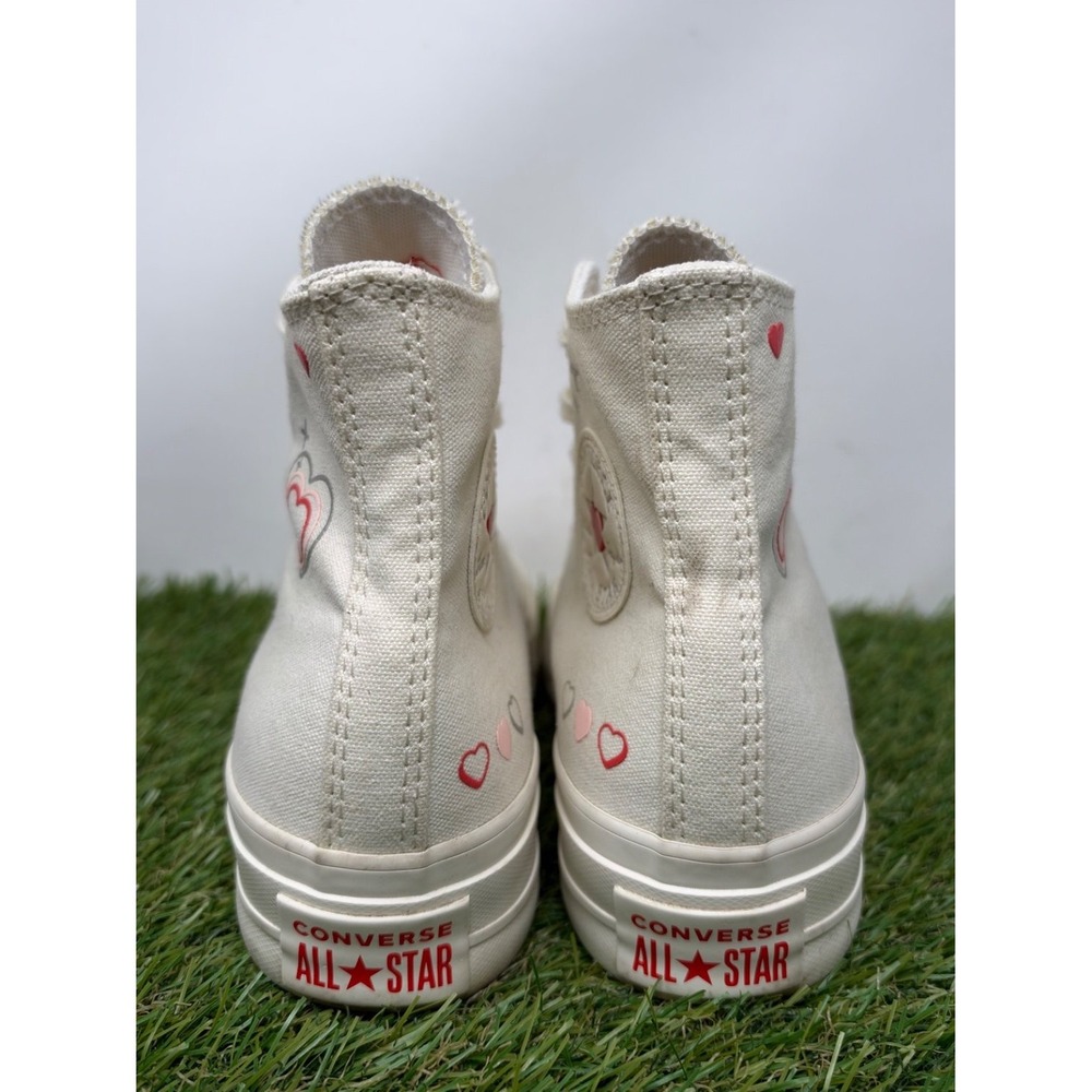 Converse Chuck Taylor All Star Platform High Top Shoes Women's 7 White Y2K Heart - Picture 4 of 8